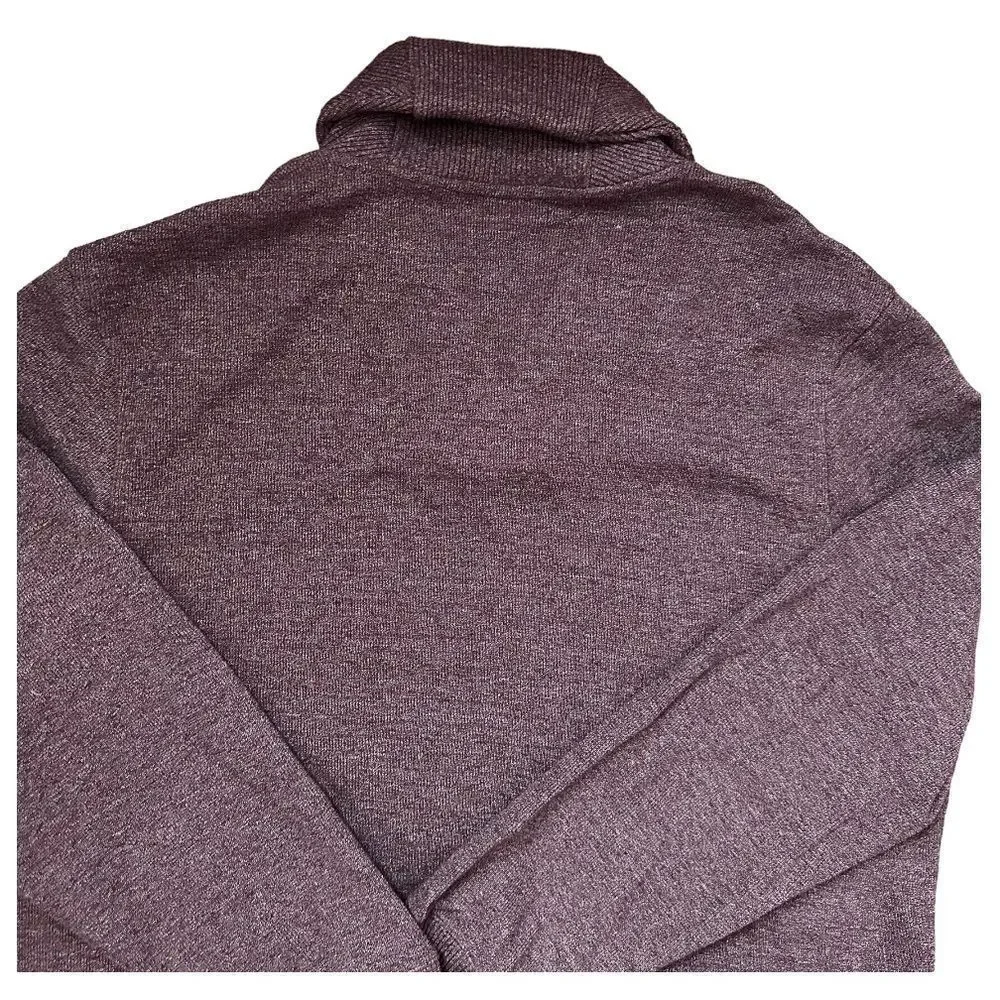 Tasso Elba Burgundy French Ribbed Marled Shawl Collar Pullover Sweater SZ 2XL